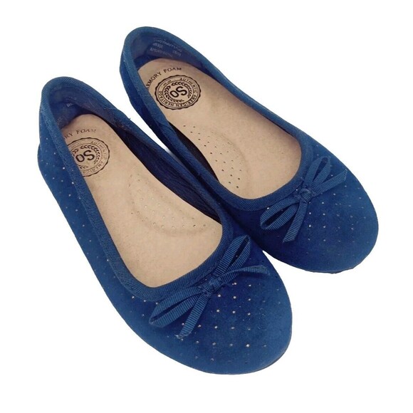 So from Kohls Other - So By Kohls Shoes Girls Size 13 Med Memory Foam Navy Blue Flats Slip On With Bow